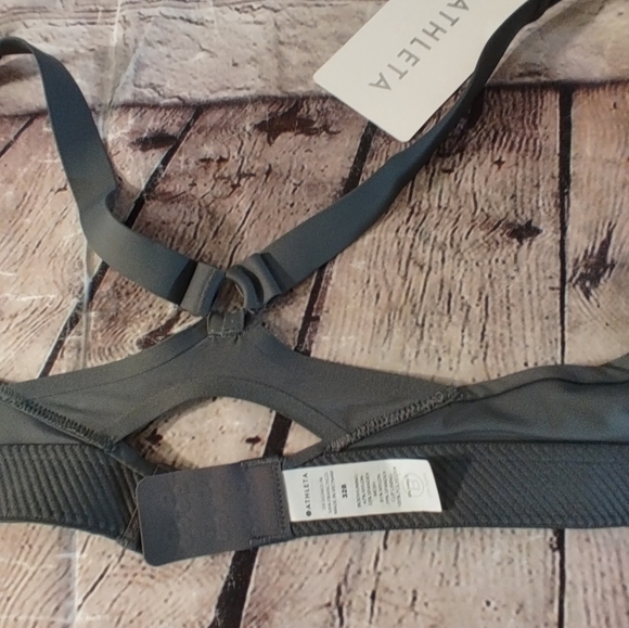 Athleta Advance Zip Front Bra 32B Olive Sports Bra NWT - Picture 4 of 9